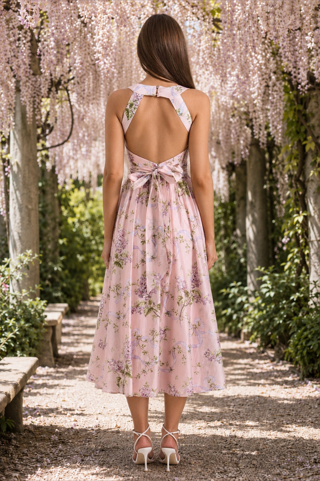 Printed Halter Slim Split Slip Dress