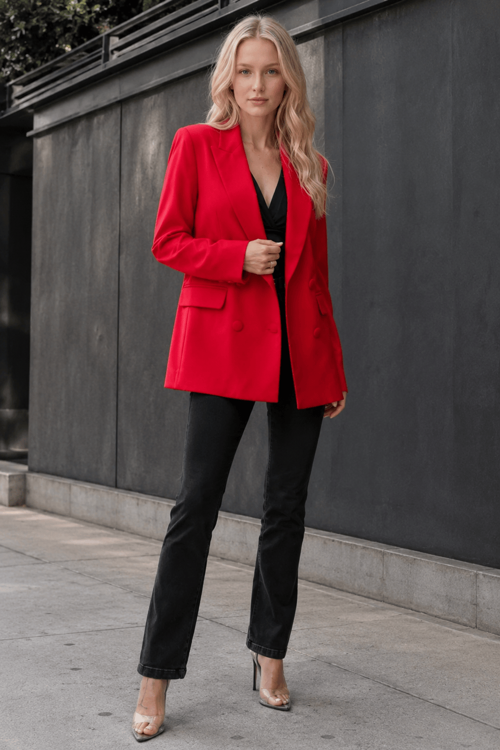 Long Sleeve Double-Breasted Blazer