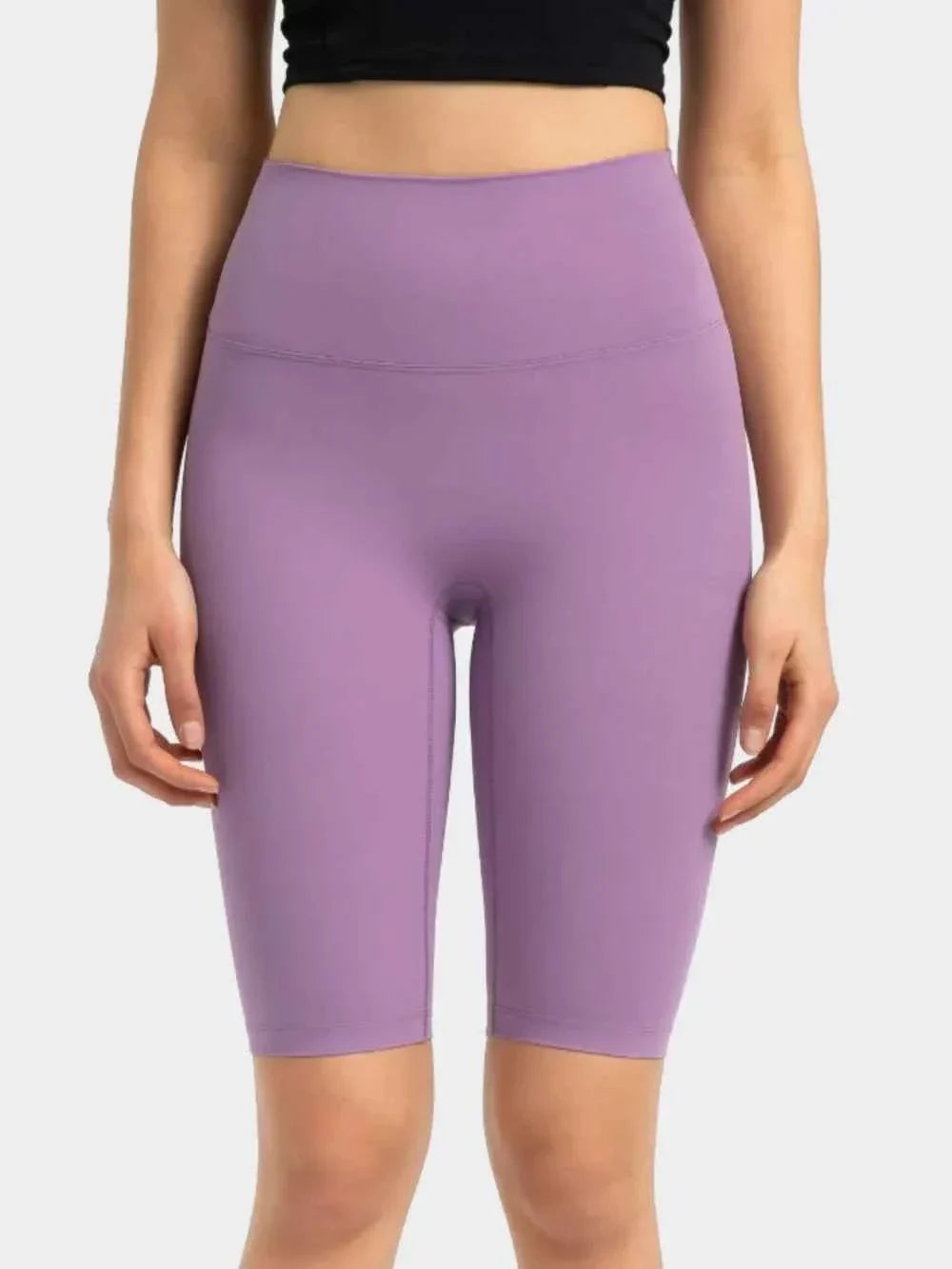 High Waist Wide Waistband Knee Length Active Biker Shorts 29