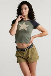 Retro Star Patch Slim T-shirts
