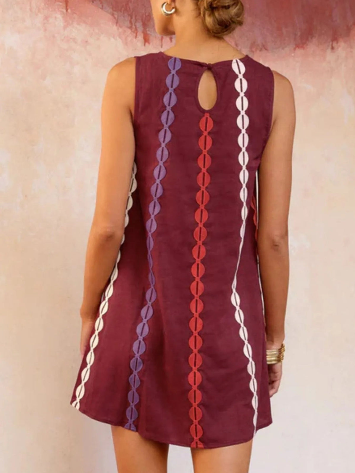 Sleeveless Geometric Print Mini Dress