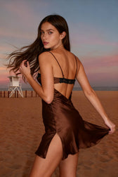 Satin Lace Trim Bustier Slip Dress 6