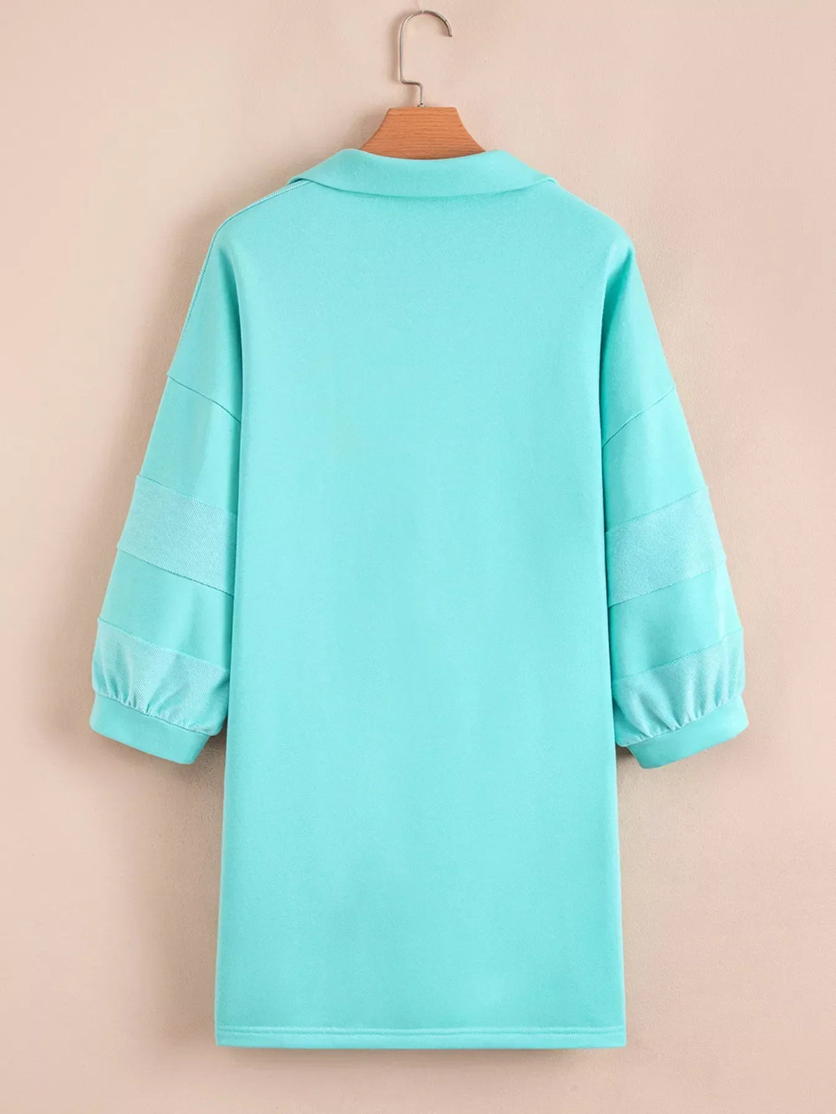 Collared Bow Front Three Quarter Sleeve Pocket Shift Mini Dress 4