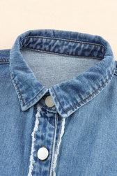 Hem Color Denim with Jacket and Up Raw Block Button Closure
