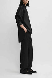 Structured Cotton Oversized Relaxed Long Sleeve Top