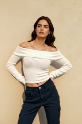 Off Shoulder Long Sleeve Sweater