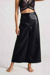 High Slit PU Leather Bodycon Skirt