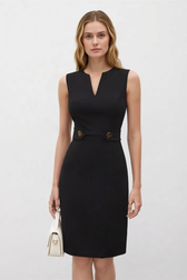 V Neck Sleeveless Chic Minimal Work Dress