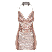 Self Love Metallic Mesh Crystal Straps Mini Dress 5