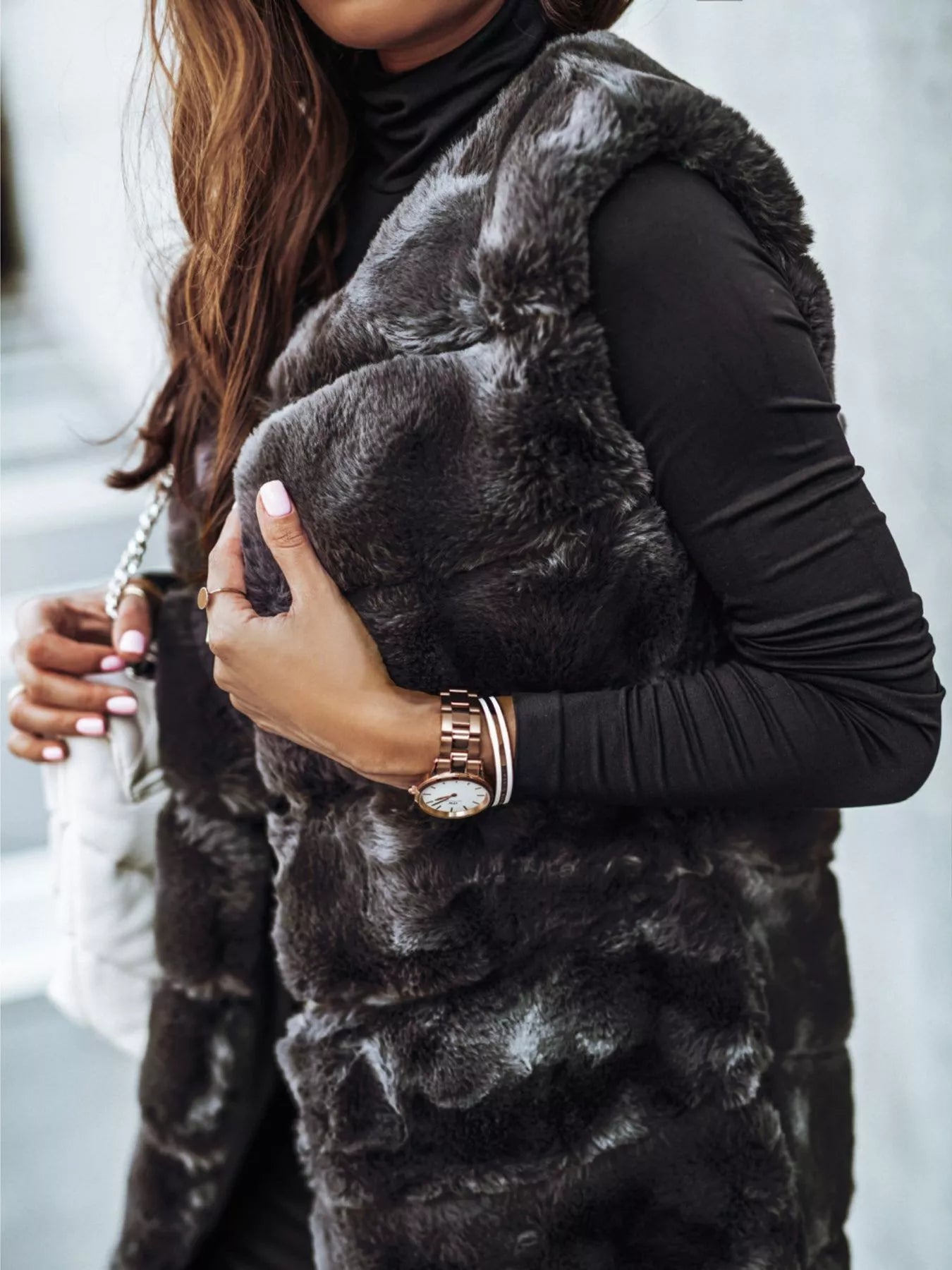 Faux Fur Longline Vest Coat