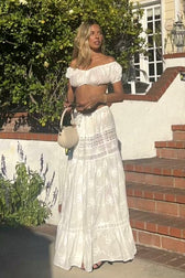 Two Piece Lace Tube Top Boho Skirt Set