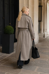 Extra Long Belted Waist Cotton Overcoat