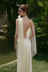 Retro Tie Back Satin Wedding Dress