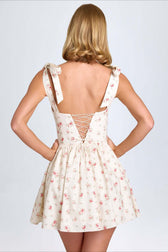 Square Neck Bow Tie Mini Dress