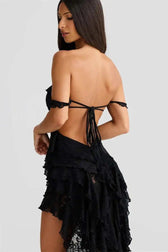 Lace Ruffle Off Shoulder Midi Dress 9