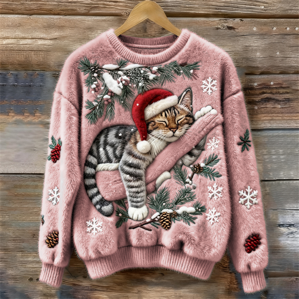 Women’s Sweater | Festive Cat Print