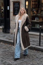 Two Sided Long Faux Fur Overcoat