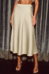 Satin High Waist A-Line Bodycon Skirt