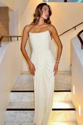 Boned Lace-Up Strapless Party Dress 2
