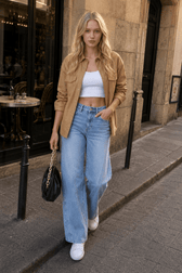 Washed Street Style Wide Leg Jeans
