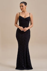 Backless Bodycon Maxi Lace Dress - View 13