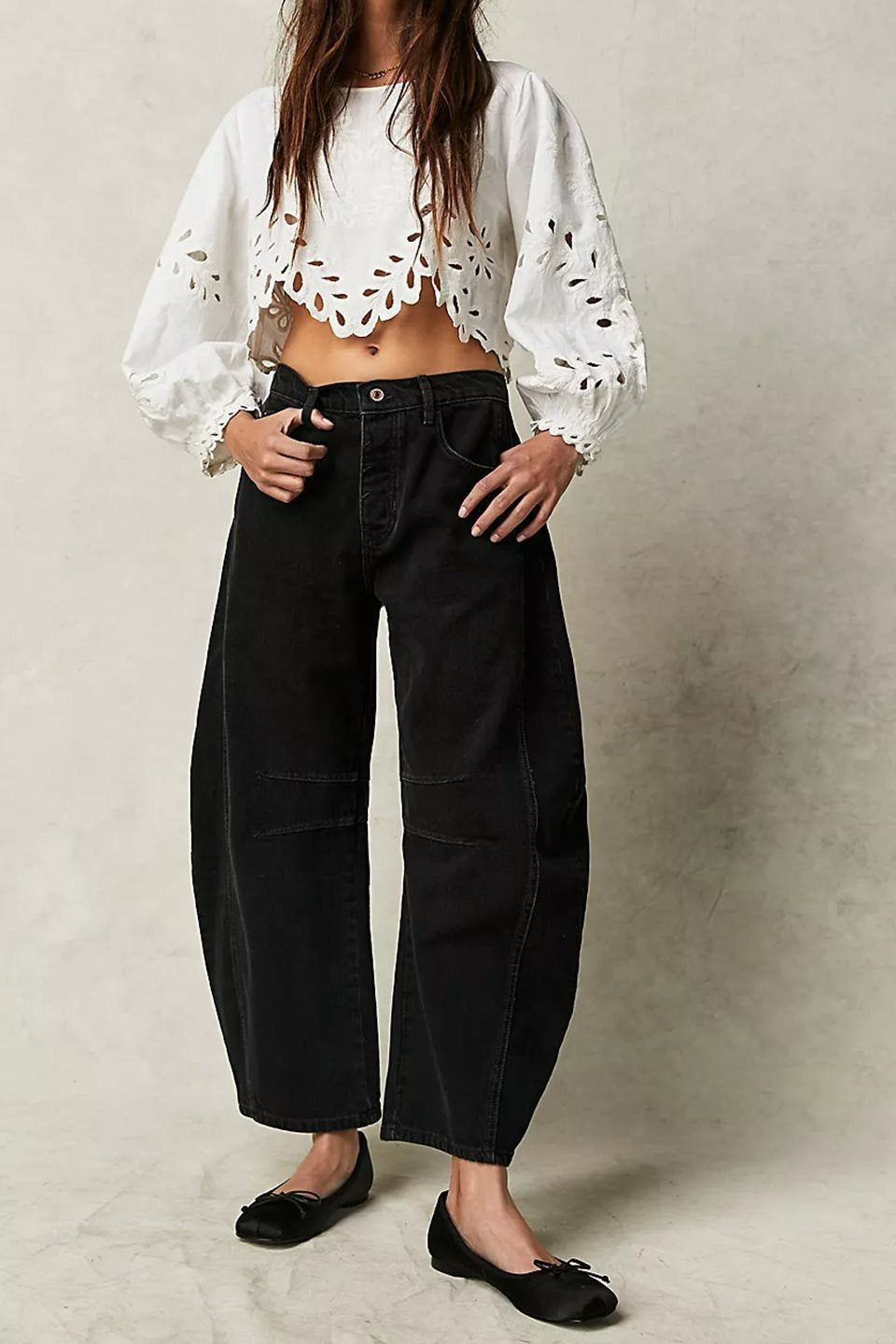 Vintage Washed Wide-Leg Denim Jeans