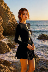 Crew Neck Cutout Long Sleeve Bodycon Party Dress