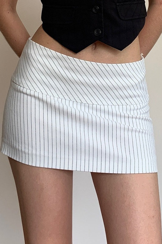 Diagonal Stripe Low Waist Bodycon Mini Skirt