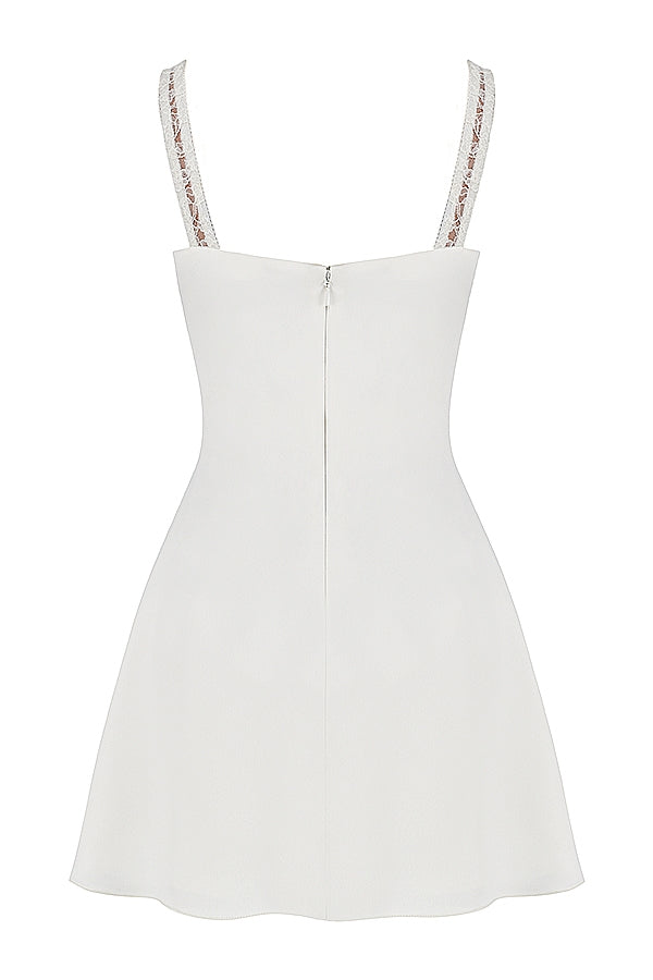 Satin Sheer Lace Cup Bustier Sleeveless Mini Dress 15