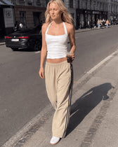Side Stripe Airy Casual Wide Leg Sweat Pants