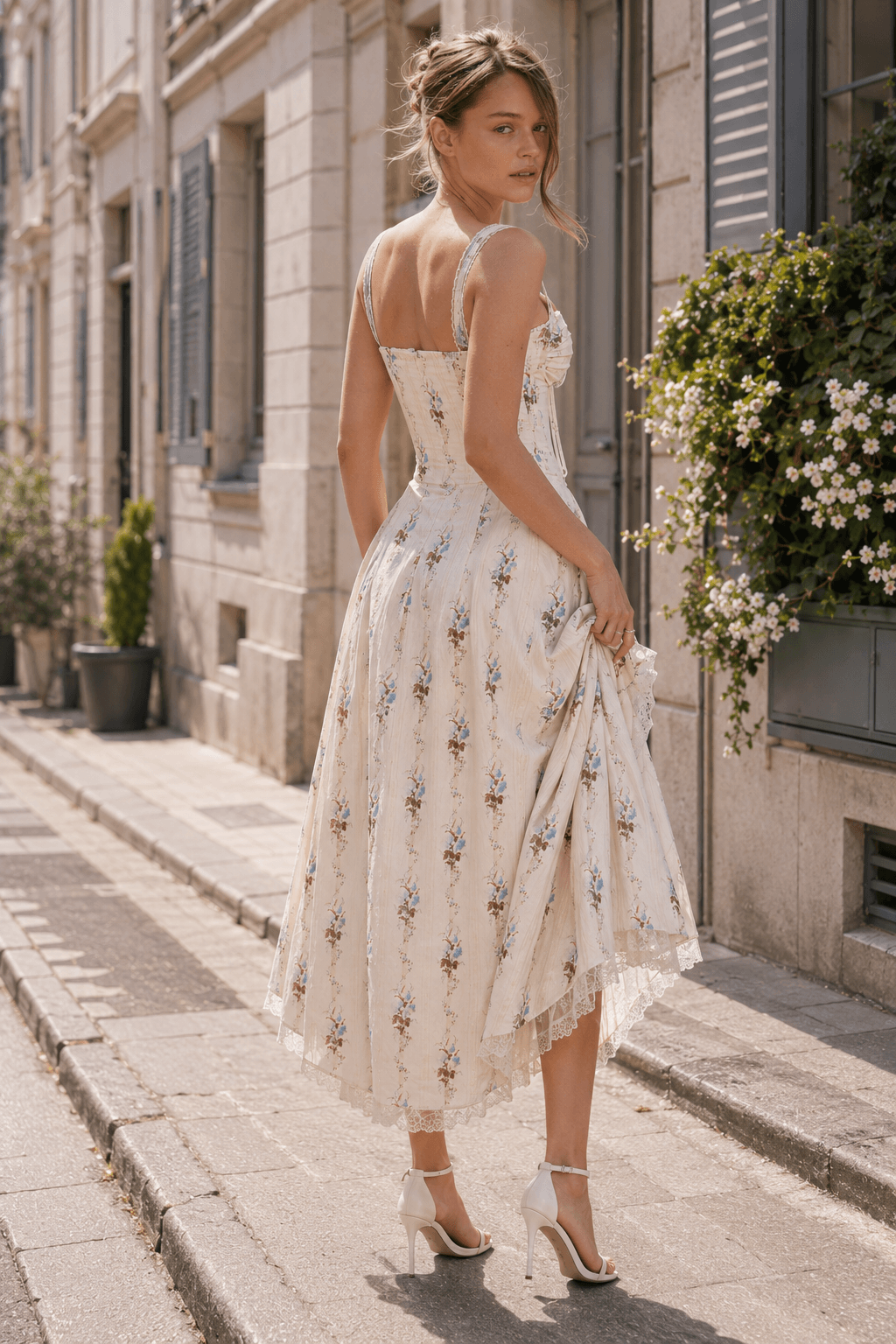 Printed Spaghetti Strap Floral Dress
