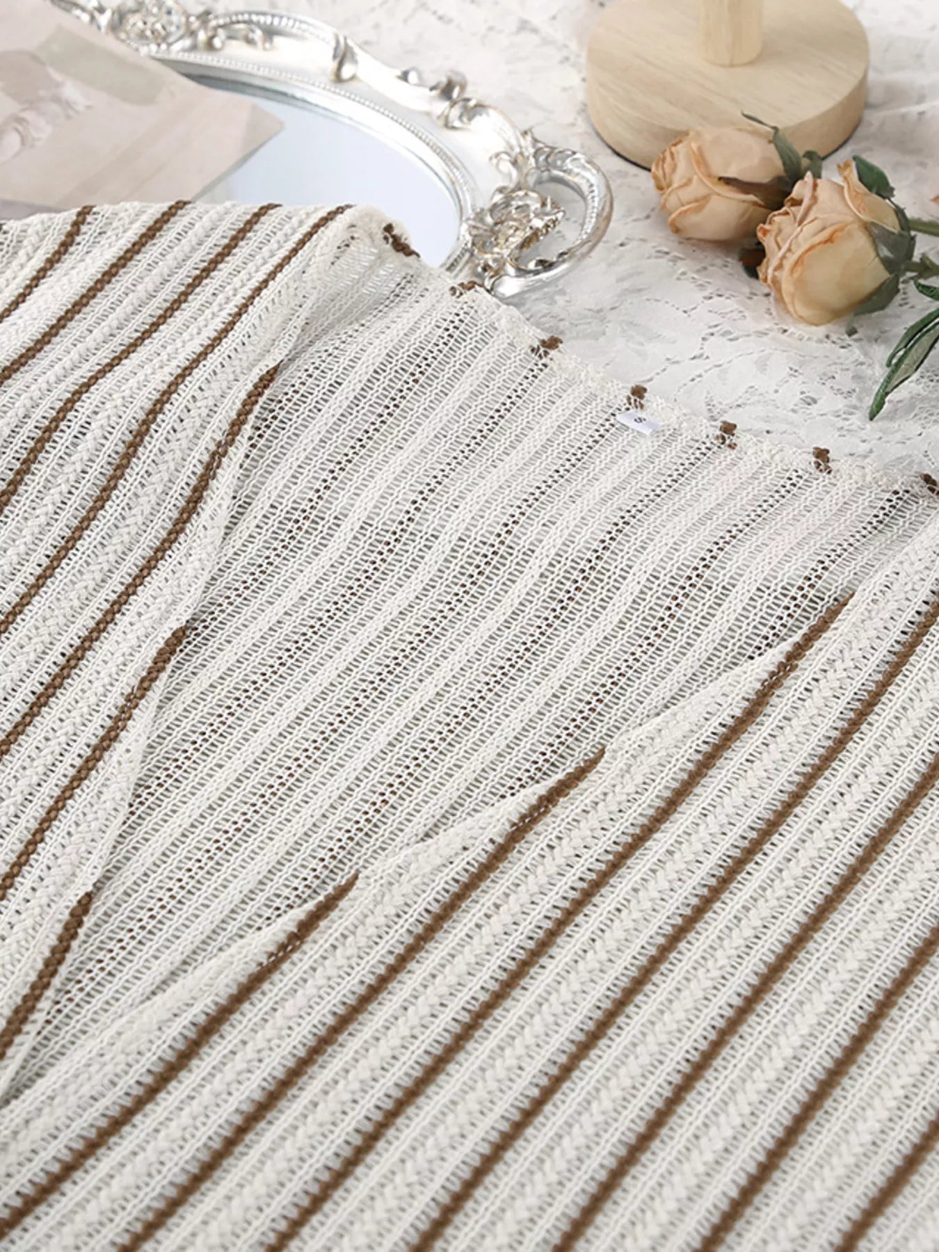 Striped Tie Front Top and Shorts Lounge Set