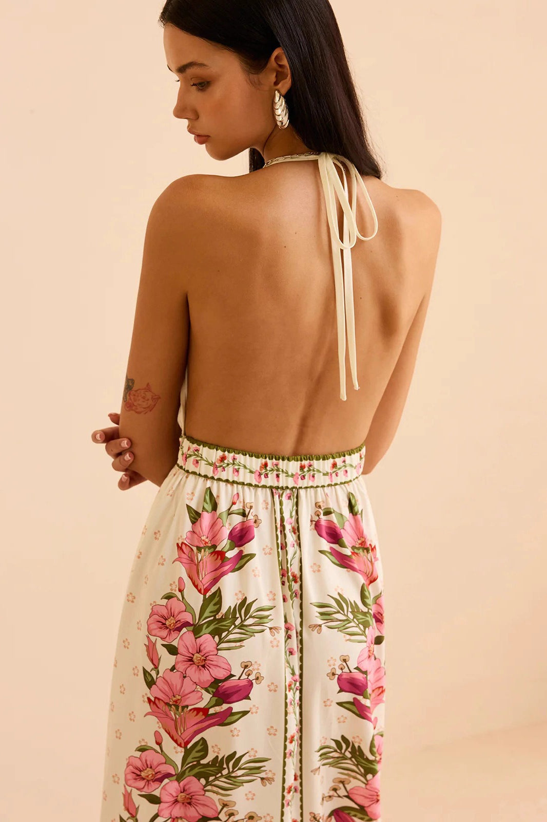 Halter Neck Floral Maxi Riviera Chic Boho Dress