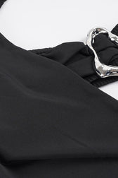 Sexy Cowl Neck Metal Detail Fitted Mini Dress