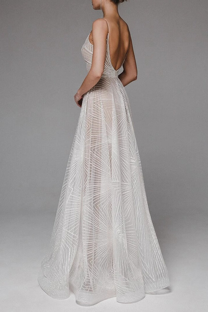 Retro Maxi Embroidered Slip Wedding Dress - View 2
