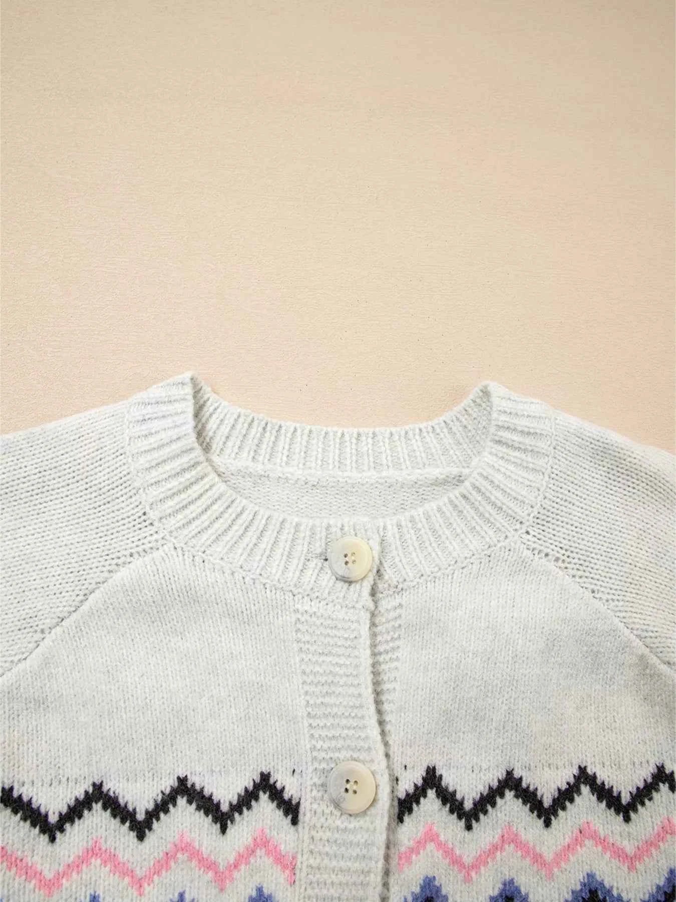 Stripe Geometric Button Up Sweater Cardigan