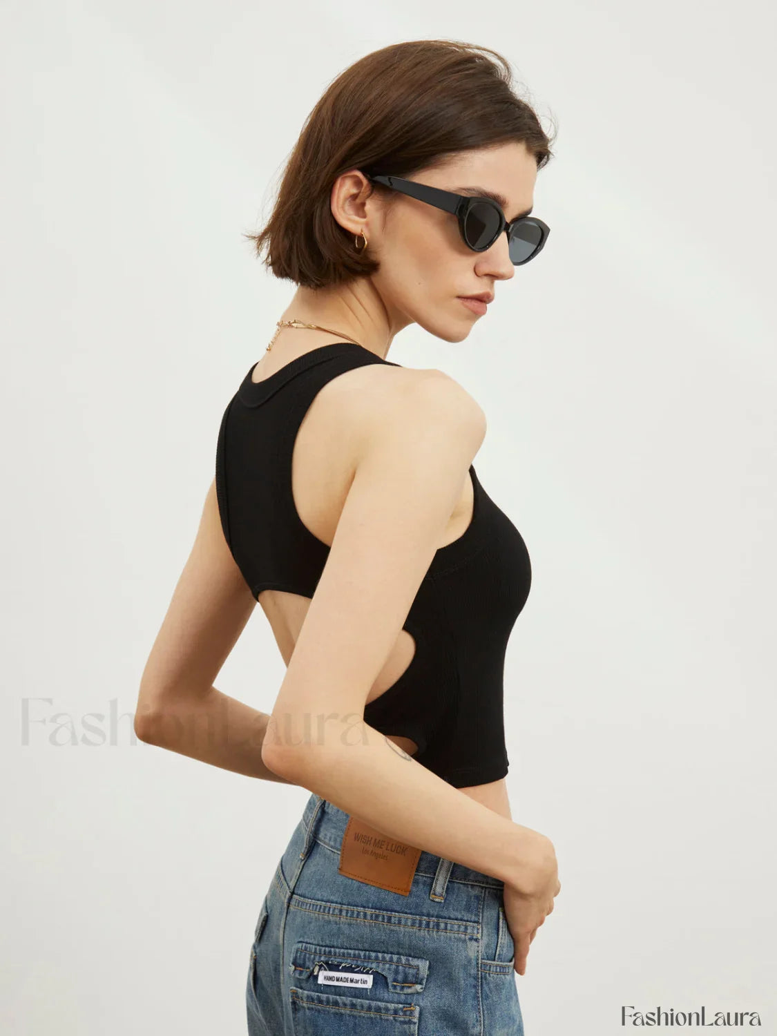 Back Chain Graceful Crop Tank Top