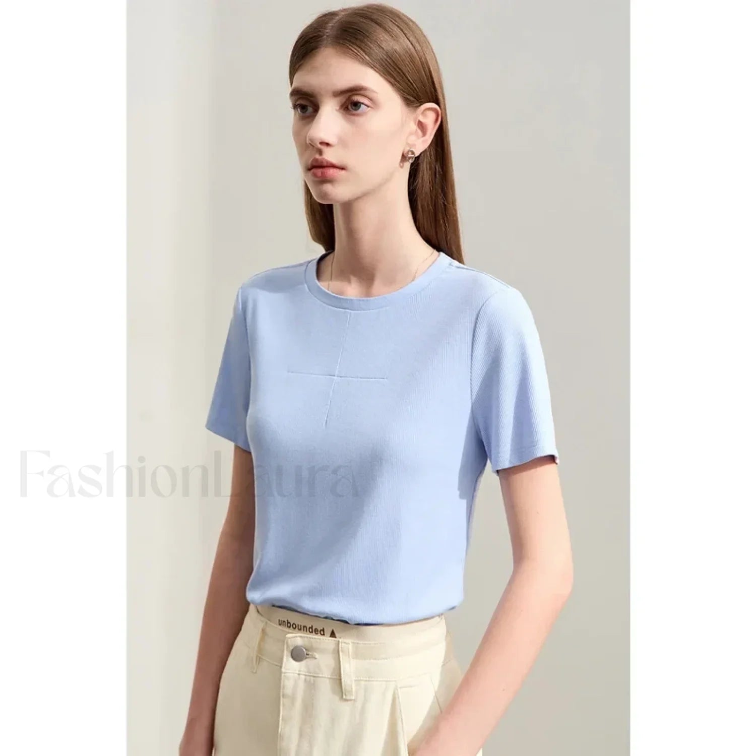 Back Drawstring Hollow T Shirt sky blue / S