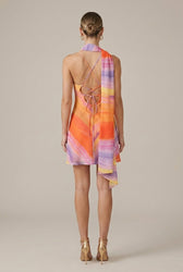 Tie Dye One Shoulder Tie Neck Mini Dress 3
