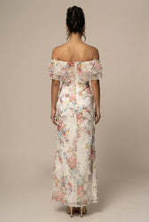 Floral Off Shoulder Ruffle Maxi Dress Wedding Guest 4