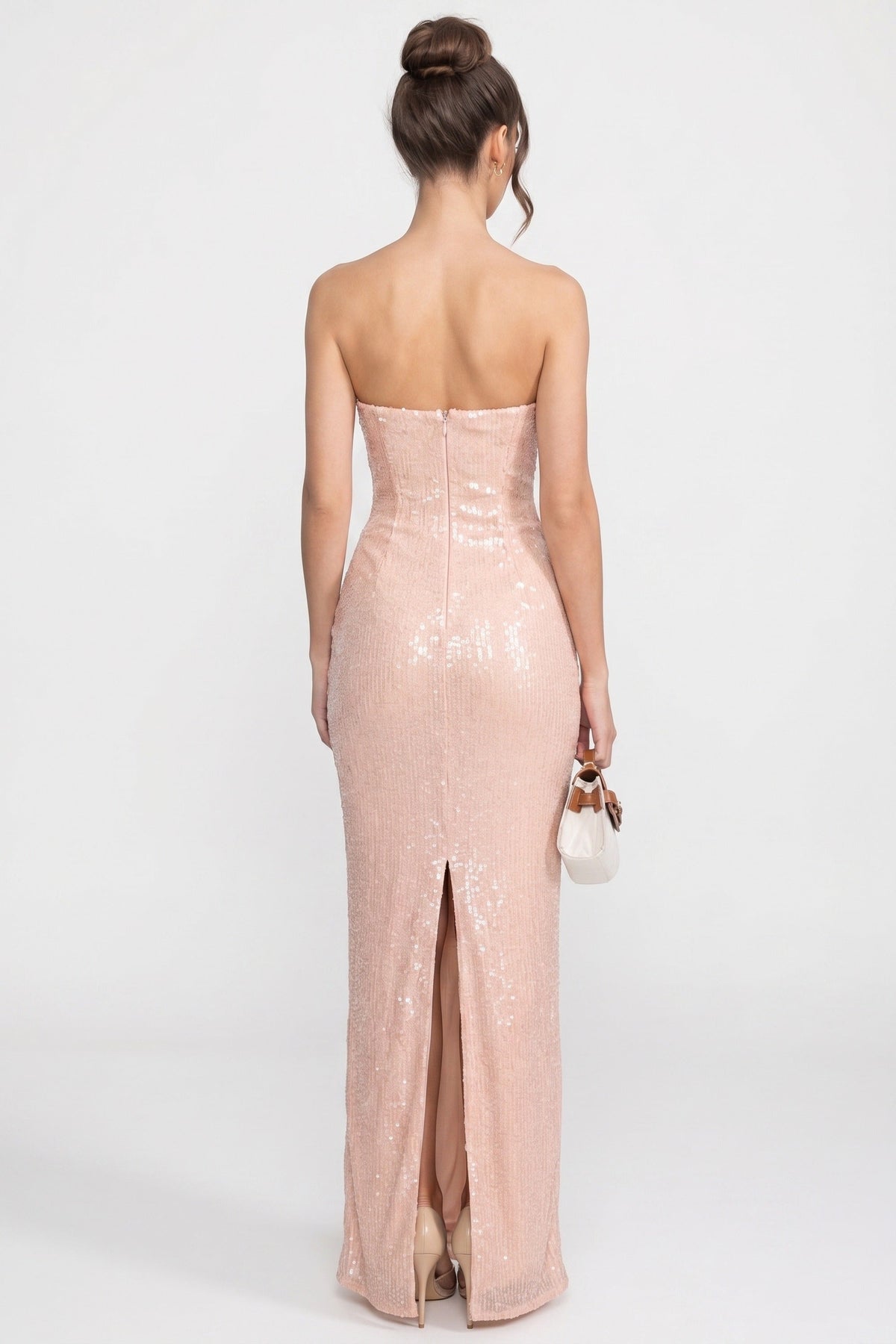 Strapless Shell Bust Sequin Mermaid Maxi Gown 8