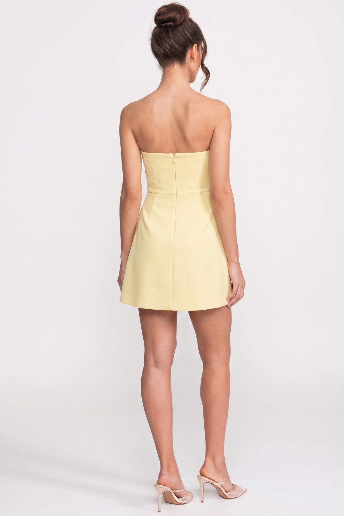 Strapless Embroidered Floral Applique A-Line Mini Dress 6