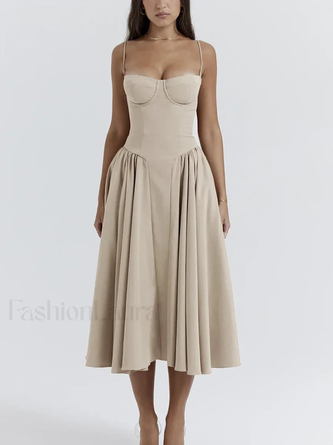 Backless Dropped-Waist Midi Dress