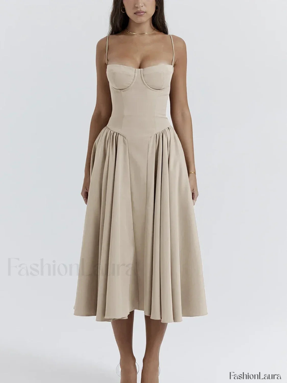 Backless Dropped-Waist Midi Dress