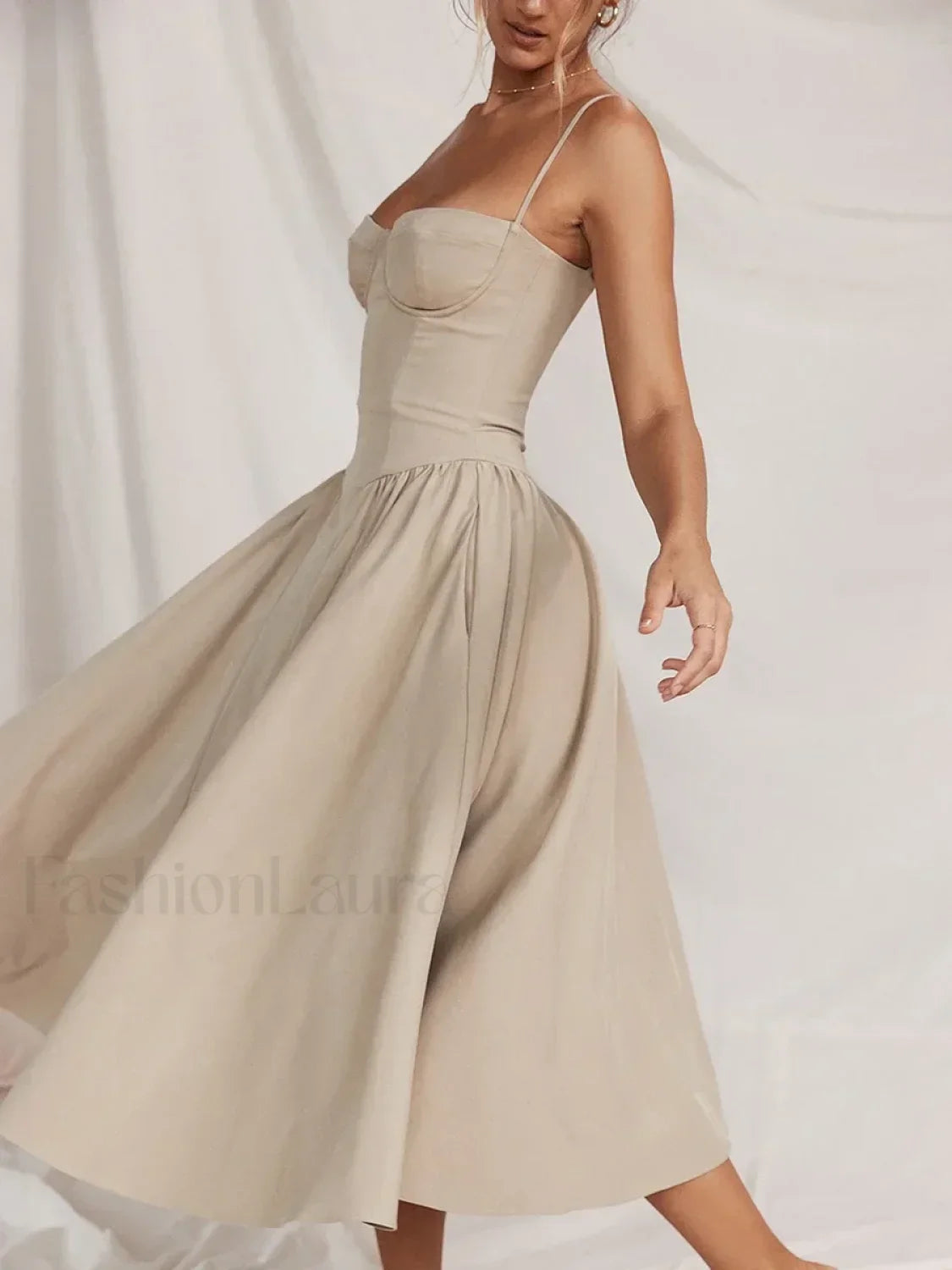 Backless Dropped-Waist Midi Dress