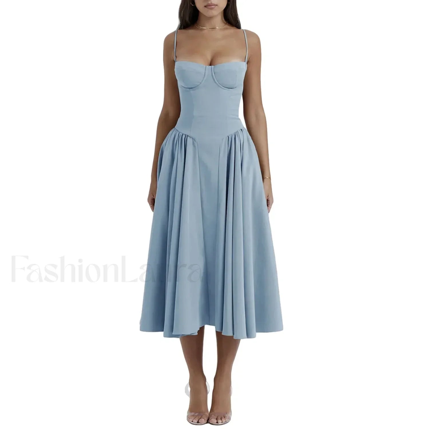 Backless Dropped-Waist Midi Dress