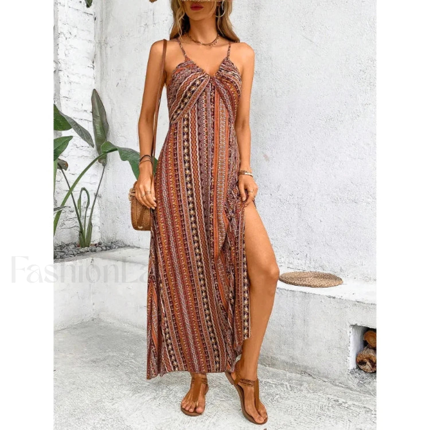 Backless Green Maxi Boho Dress