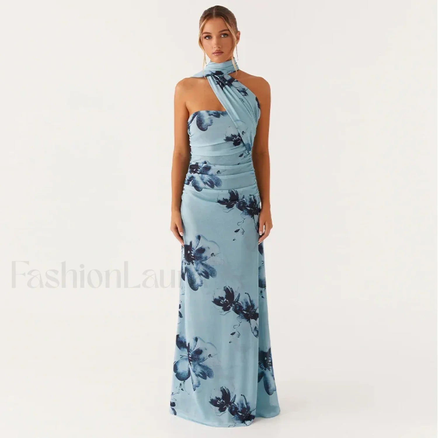 Backless High-Waist Floral Dress