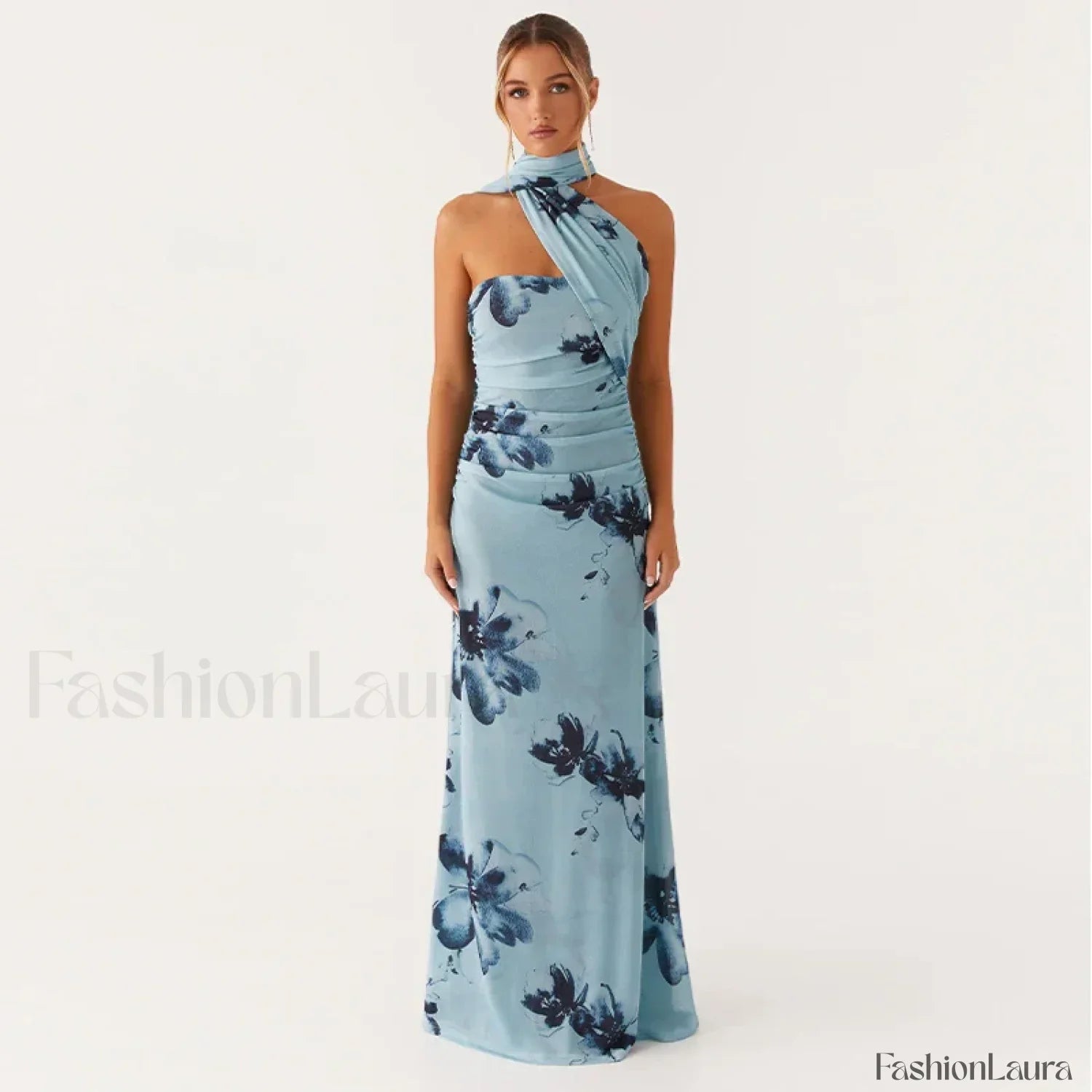 Backless High-Waist Floral Dress