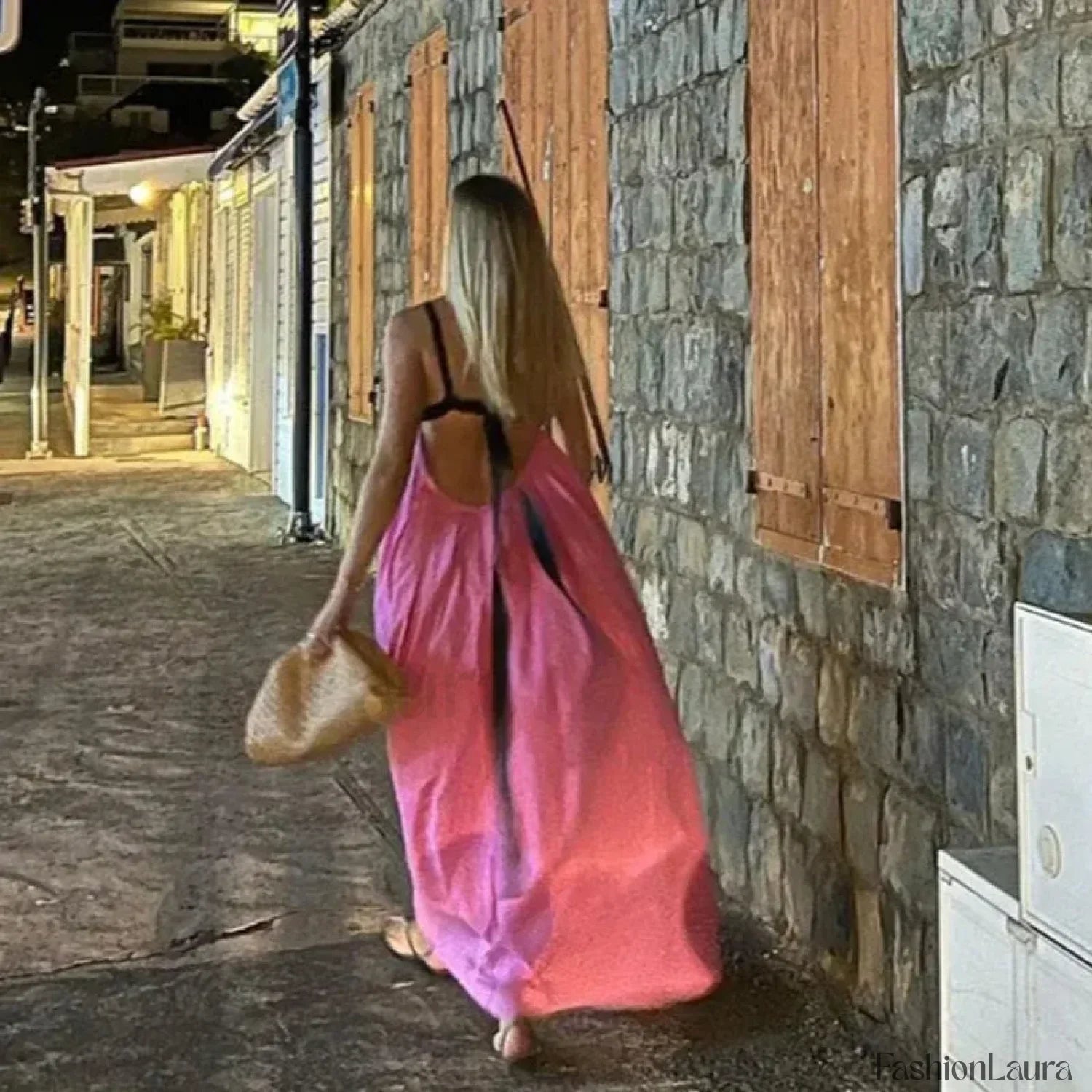 Backless Panelled Slip Maxi Dress